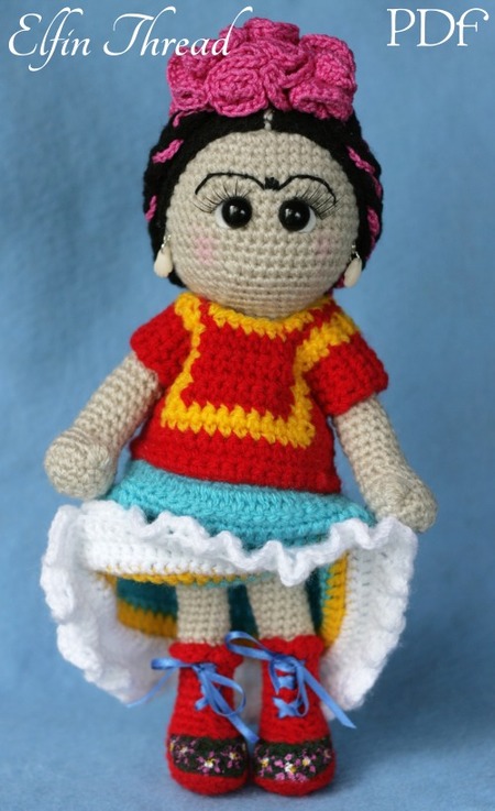 Crochet doll clothes - dress Frida, Crochet pattern